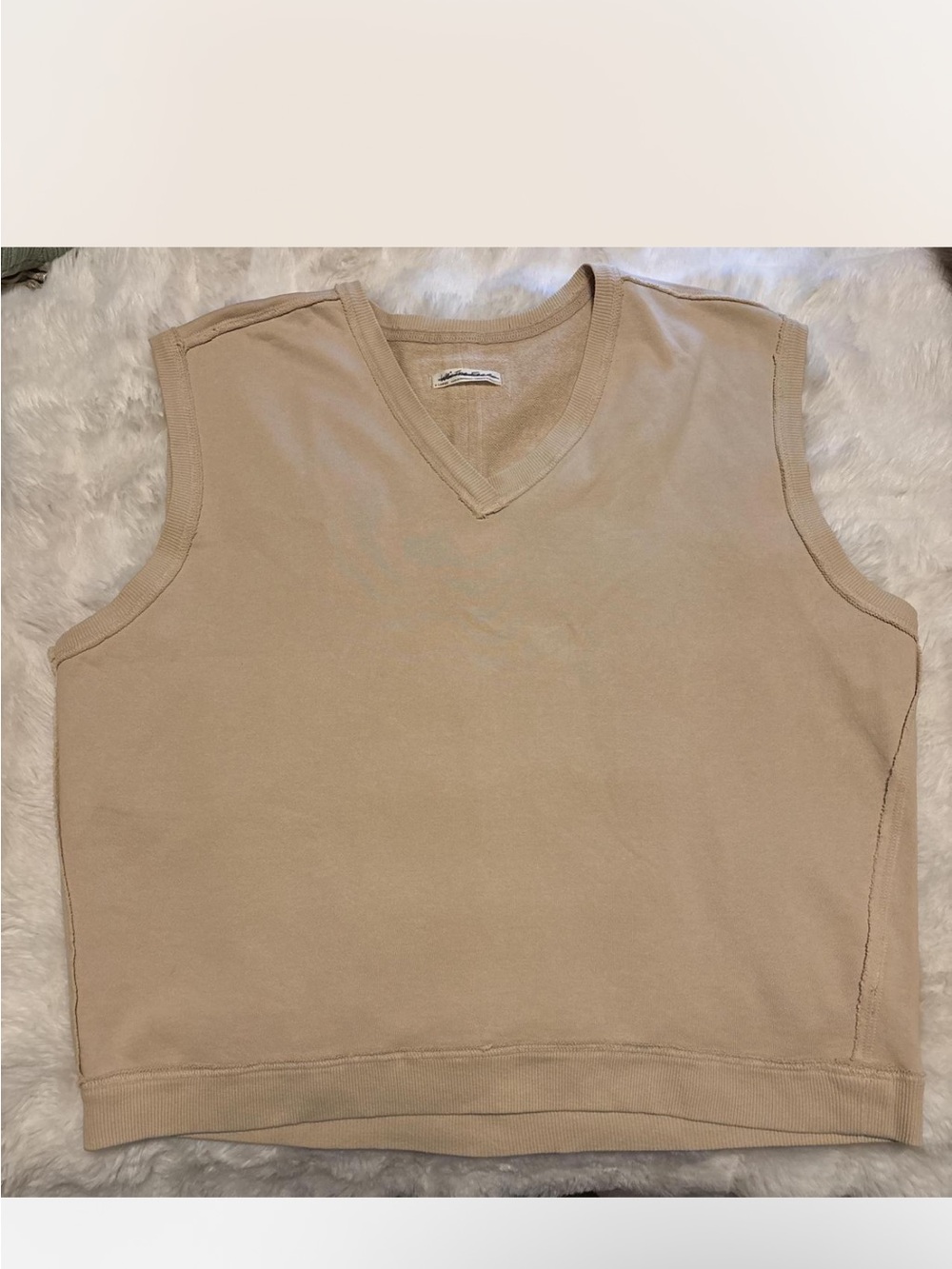 We The Free V-Neck Sweatshirt Vest in Tan